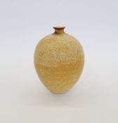 Hazel Johnston (1933 - 2011) a small studio porcelain vase with yellow speckled glaze, impressed