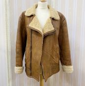 Vintage WWII? 'bomber'  flying jacket (?), leather with sheepskin lining, zip front, size L