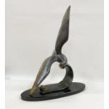 M. Leducci French Art Deco sculpture of stylised seagull in flight, on marbled base, signed 'M