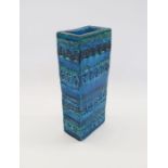 Bitossi Rimini Blu rectangular slab vase by Aldo Londi, signed "Italy" and numbered 727/21 to