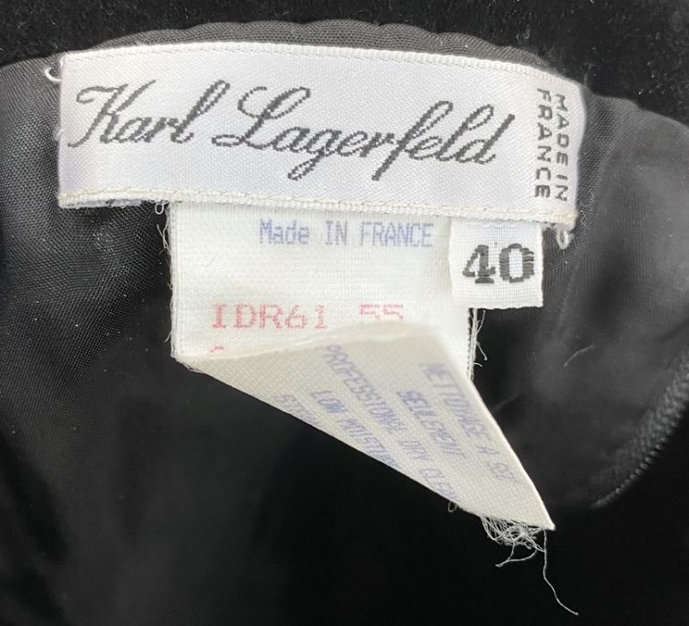 WITHDRAWN - Karl Lagerfeld black velvet , strapless fitted cocktail dress, c. 1980's , labelled size - Image 5 of 6
