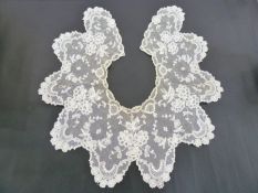Antique lace collars and shawls, needlepoint, Nottingham lace, etc. x 5 and  a vintage brown net