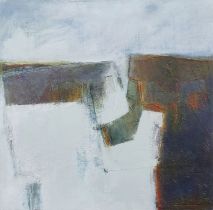 Peter Wray and Judy Collins (contemporary)  Oil on canvas Abstract painting with geometric shapes,