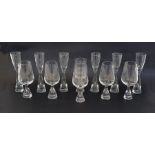 Set of six Holmegaard "Princess" sherry glasses (h.13cm, one damaged to rim) together with a set