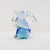 V. Nason & C. Murano glass model of a rabbit in green and blue colourway (h. 16cm)