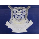 Various embroidered and crocheted collars, a bobbin lace square collar, embroidered cotton