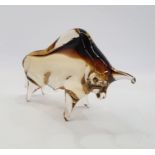 V Nason & C. Murano glass model of a bull in graduated brown colourway (height.14cm, length 23cm)