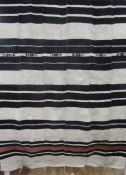 Vintage handwoven African Malian Fulani striped wool wedding blanket in black, brown and cream,