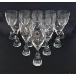 Set of twelve Holmegaard "Princess" large wine glasses designed by Bent Severin, the conical foot