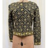 Adrienne Vittadini- embroidered and embellished box jacket with full length sleeves, embroidered