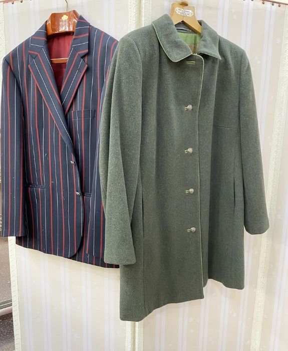 Rolands green loden wool three-quarter length coat with silver-coloured buttons, a striped - Bild 4 aus 11