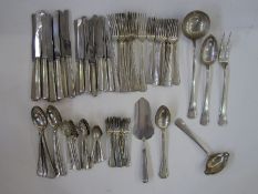 Austrian 'Handgeschmiedet' hand-beaten silver coloured metal flatware, stamped 800 and hallmarked,