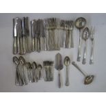 Austrian 'Handgeschmiedet' hand-beaten silver coloured metal flatware, stamped 800 and hallmarked,