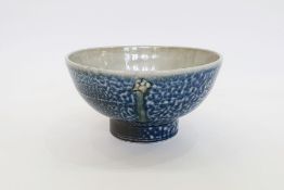 Steve Harrison (b.1967) a studio pottery salt glazed stoneware bowl with applied floral