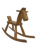Vintage Danish handmade wooden rocking horse by Kay Bojesen, 1950/60s, stamped to base of seat "