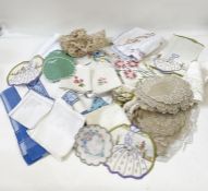 Large quantity of table linen, to include embroidered, damask, crochet bordered, handtowels,