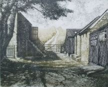 Gillian Stroudley (1925-1992) Etching and aquatint "The Granary", titled, signed and numbered 45/100