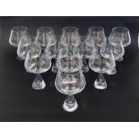 Set of thirteen Holmegaard "Princess" brandy/cognac glasses designed by Bent Severin, the conical