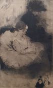 Louis August Mathieu Legrand (1863-1951)  Etching, drypoint and aquatint "La Fille a Sa Tante",