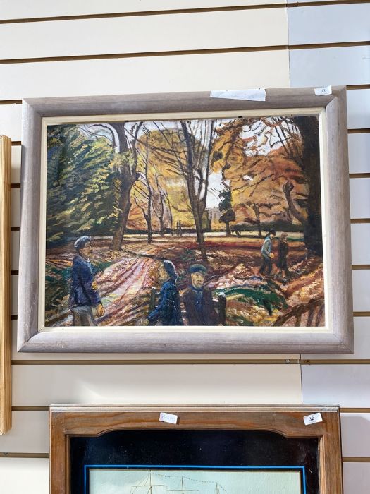 Carel Weight CH CBE RA (1908-1997) Oil on canvas  "Autumn", figures in a park, signed top left, - Image 7 of 17