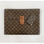 Vintage Louis Vuitton attache case, brown leather with printed logo and a matching small credit card