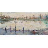 Gabriel Dauchot (1927-2005) Oil on canvas "Le Lac", signed lower left, 40cm x 80cm