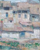 Bill Garrad (20th century school) Oil on canvas  Continental village scene with houses, signed and