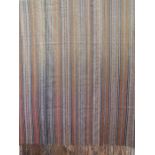 Two vintage handwoven Malian Fulani cotton cloth striped blankets (made into curtains), both hand-