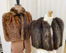 Vintage fox cape and a Canadian squirrel cape with sable/mink collar and edges (2)