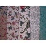 A quantity of machine-made crewel work fabric, remnants, large samples, etc. (1 box)