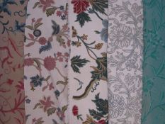 A quantity of machine-made crewel work fabric, remnants, large samples, etc. (1 box)