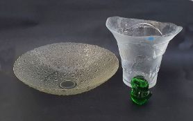 Pavel Panek (1945 - 2008) clear glass "Droplet" bowl for Libochovice glassworks Czech Republic (h.