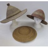 Three vintage straw hats, possibly Ugandan (3)  Condition ReportA little general fraying of the