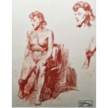 Jean Gabriel Domergue (1889-1962) Sanguin on paper "Study of a Female Nude", signed with artist's