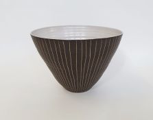 Sarah Butler and Martin Clark for Heals stoneware pottery bowl with sgraffito linear decoration on