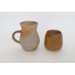 Nic Collins (b.1958) salt glazed yunomi (h. 8cm) together with a Nic Collins stoneware mug,