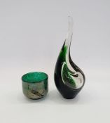 Holmegaard "Orchid" vase, designed by Per Lutken, from the Flamingo Series in cased green