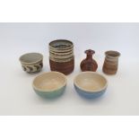 Aller Pottery (Bryan & Julia Newman) studio pottery lidded vessel with red oxide glaze, impressed