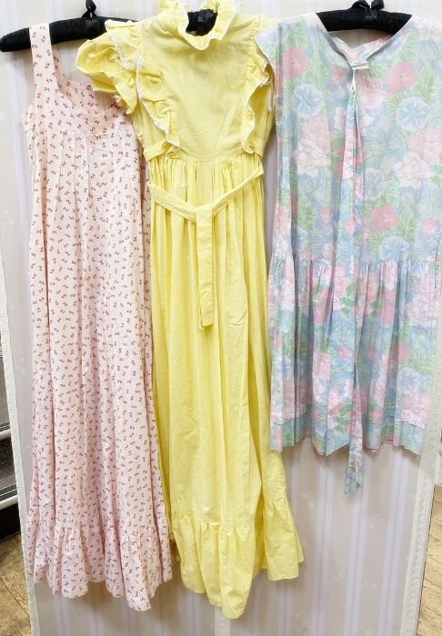 Vintage Laura Ashley yellow cotton maxi dress, labelled 'Laura Ashley,  Dyers & Printers , Made in