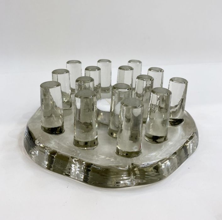 Set of four Pukeberg glass tealight holders together with assorted candle holders to include clear - Image 4 of 4