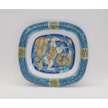 Ceramiche D'Arte Parrini Italian majolica style large pottery dish with rearing horse and floral