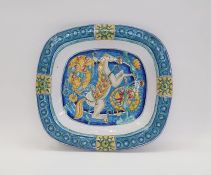 Ceramiche D'Arte Parrini Italian majolica style large pottery dish with rearing horse and floral