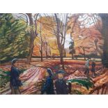 Carel Weight CH CBE RA (1908-1997) Oil on canvas  "Autumn", figures in a park, signed top left,