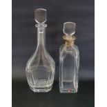Orrefors clear crystal decanter designed by Edward Hald, of shouldered rectangular form with