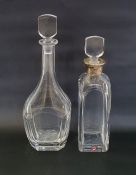 Orrefors clear crystal decanter designed by Edward Hald, of shouldered rectangular form with