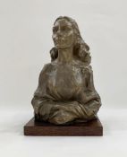 After Irena Sedlecka, resinous bust of Maria Callas, on hardwood base, 28cm high