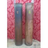 Two vintage tubular fabric bolt cases, approx 118cm high (2)