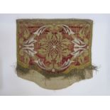 Late eighteenth century red velvet and gold thread-embroidered panel possibly a cope hood, linen-