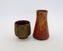 John Jelfs (b.1946) a studio pottery tapering conical vase with red oxide glaze and incised
