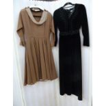 Susan Small 1950's grosgrain day dress in brown, with stiff petticoat lining, this has possibly been